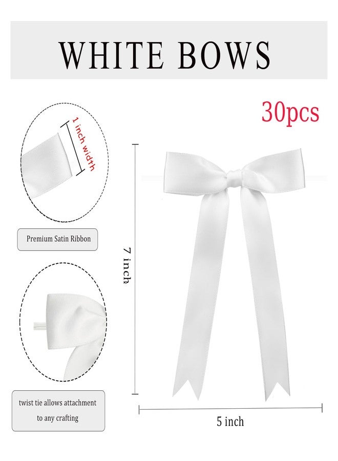 Sokfone 30Pcs Satin Ribbon White Bows 5x7 Inch Twist Tie Bow for Gift Wrapping Champagne Bottle Cake Treat Bag Craft DIY Gift Christmas Birthday Party Balloons & Garland Home Decor - Image 2